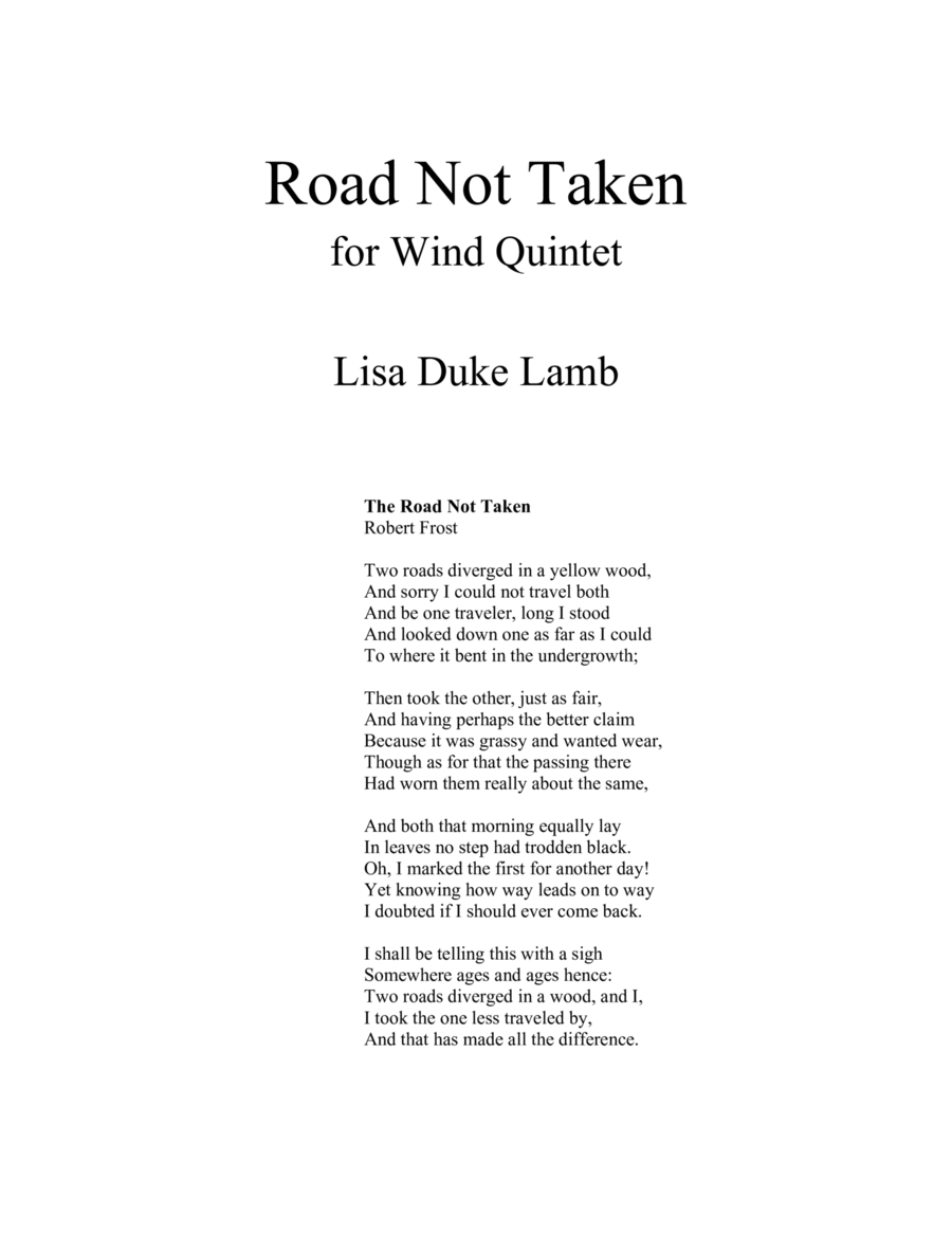 Road Not Taken Woodwind Quintet scores gallery preview page 1