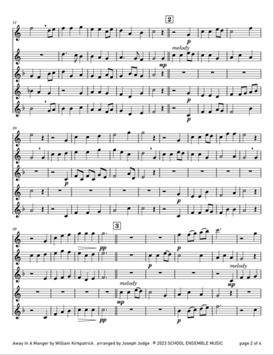 Away In A Manger for Saxophone Quartet in Schools Saxophone Quartet scores gallery preview page 2