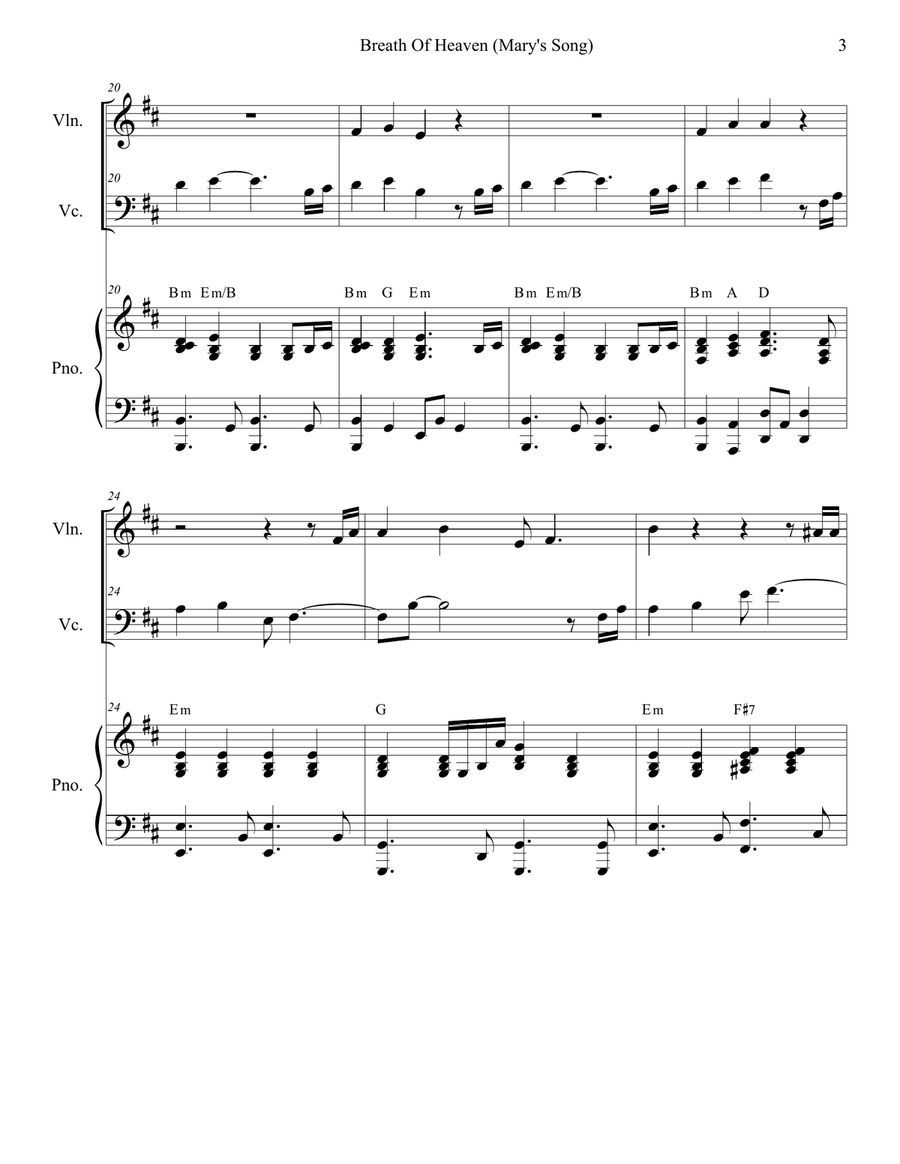 Breath Of Heaven (Mary's Song) Piano Trio scores gallery preview page 3