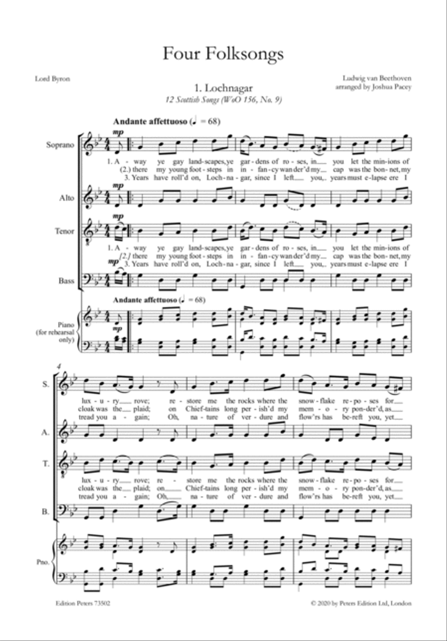 Four Folksongs for SATB Choir 4-Part scores gallery preview page 3