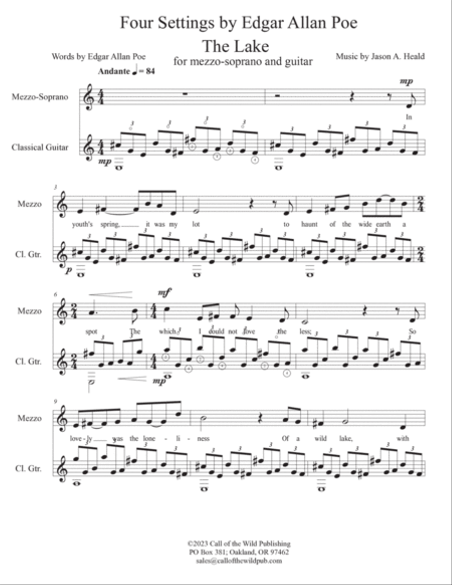 FOUR SETTINGS BY EDGAR ALLAN POE for mezzo-soprano and guitar Chamber Music scores gallery preview page 3