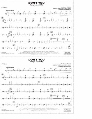 Book cover for Don't You (Forget About Me) (arr. Ishbah Cox) - Cymbals
