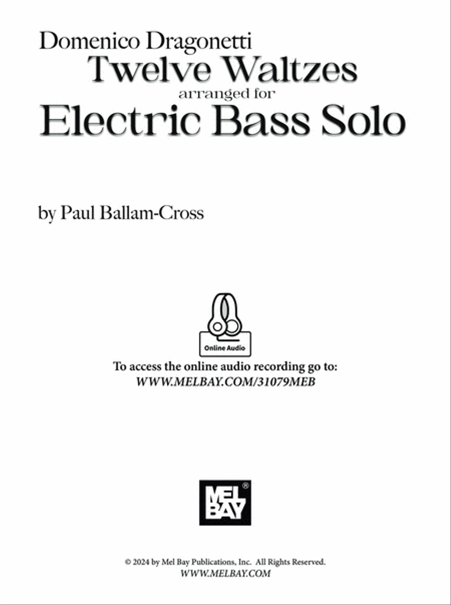 Domenico Dragonetti - Twelve Waltzes arranged for Electric Bass Solo Acoustic Guitar scores gallery preview page 2