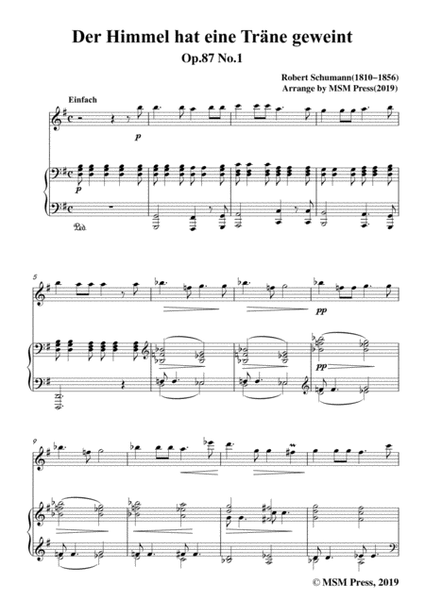 Schumann-Der Himmel hat eine träne geweint,for Violin and Piano image number null