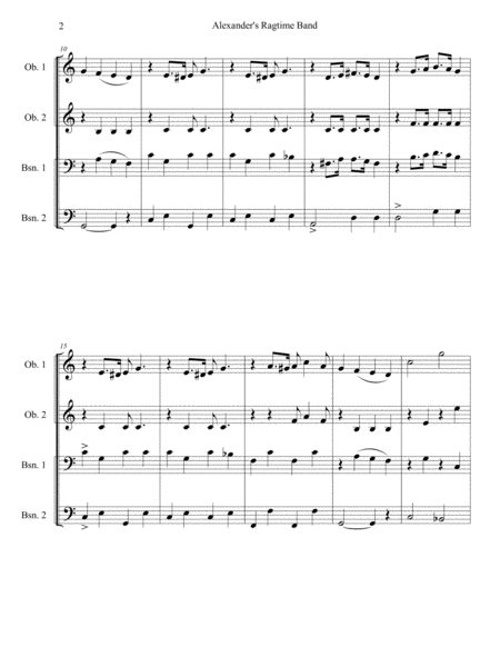 Alexander's Ragtime Band For Double Reed Quartet image number null