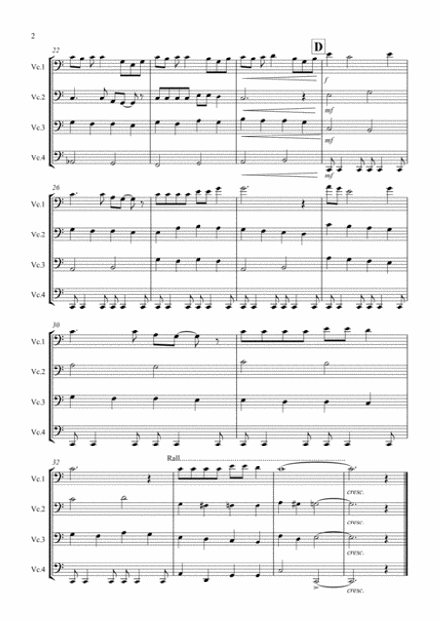 Swing Low, Sweet Chariot for Cello Quartet Cello Solo scores gallery preview page 2