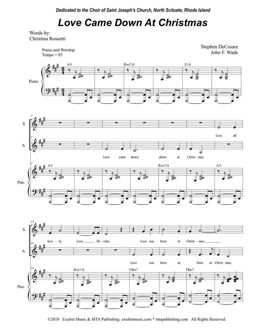 Book cover for Love Came Down At Christmas (Duet for Soprano and Alto Solo)