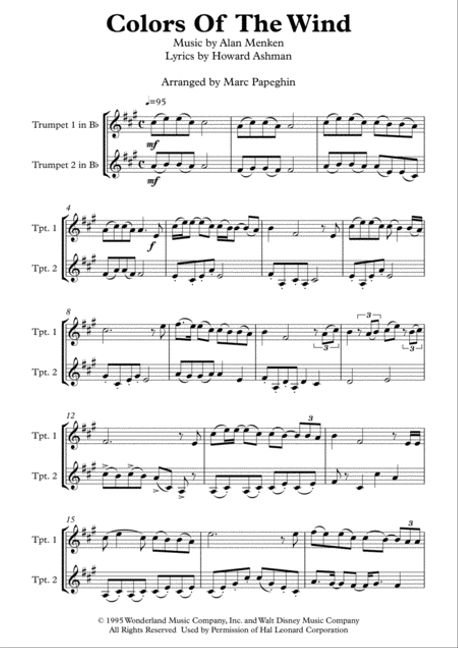 Colors Of The Wind Colors Of The Wind Trumpet Duet scores gallery preview page 2