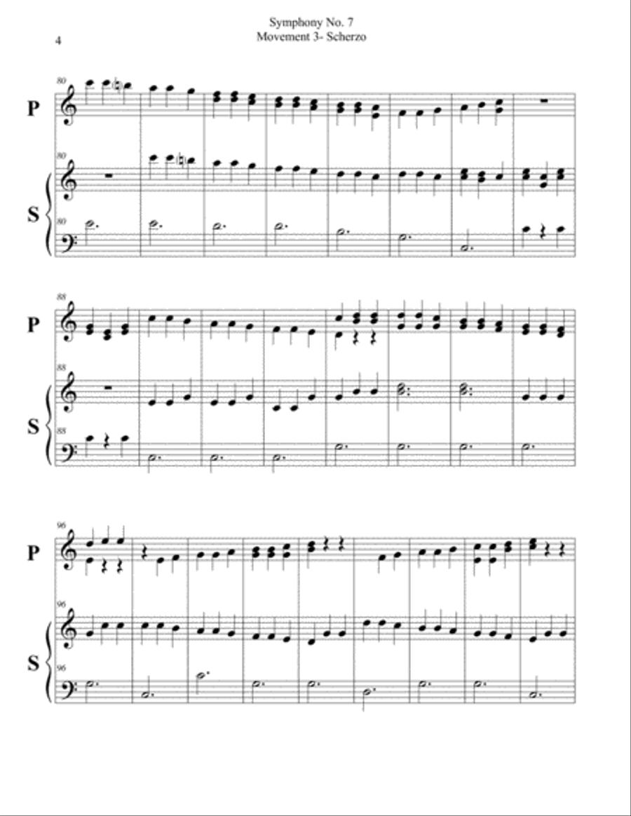 Beethoven Symphony No. 7, Scherzo,Carillon DUET Small Ensemble scores gallery preview page 4