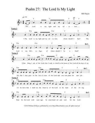 Psalm 27: The Lord I/s My Light - leadsheet