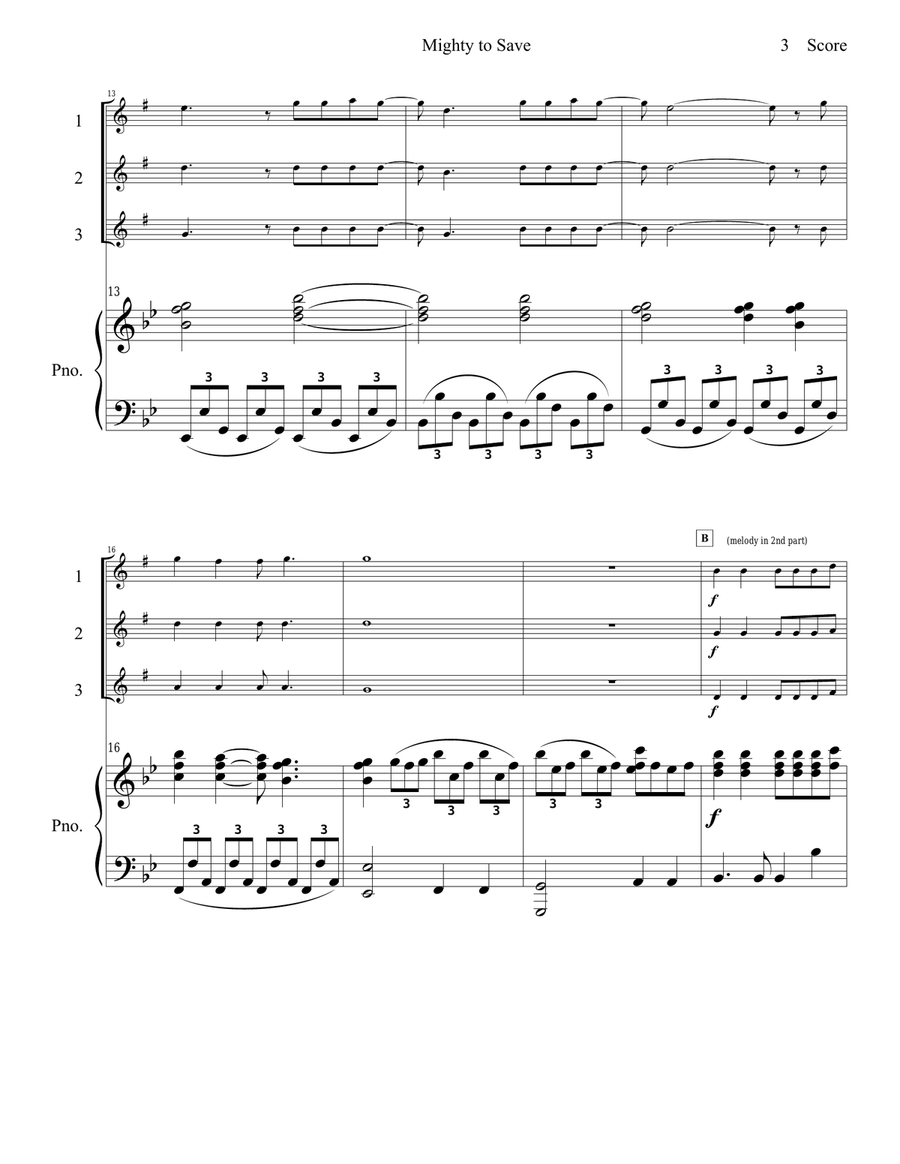 Mighty To Save Woodwind Trio scores gallery preview page 4