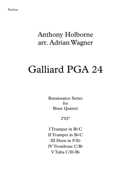 Galliard PGA 24 (Anthony Holborne) Brass Quintet arr. Adrian Wagner image number null