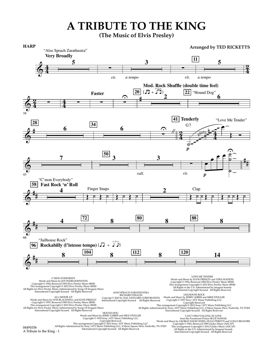 A Tribute to the King (The Music of Elvis Presley) - Harp Full Orchestra scores gallery preview page 1