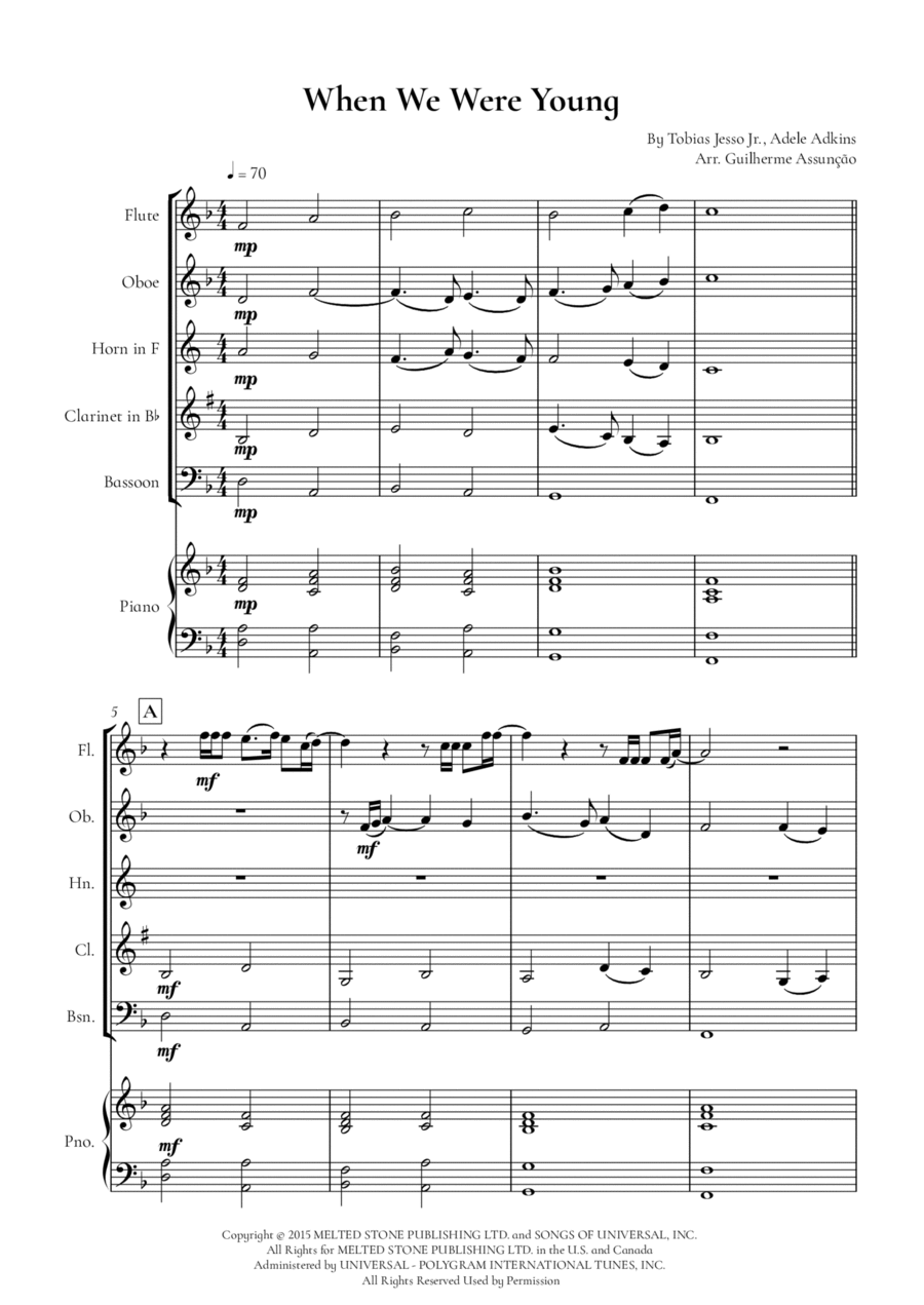 When We Were Young Woodwind Quintet scores gallery preview page 1