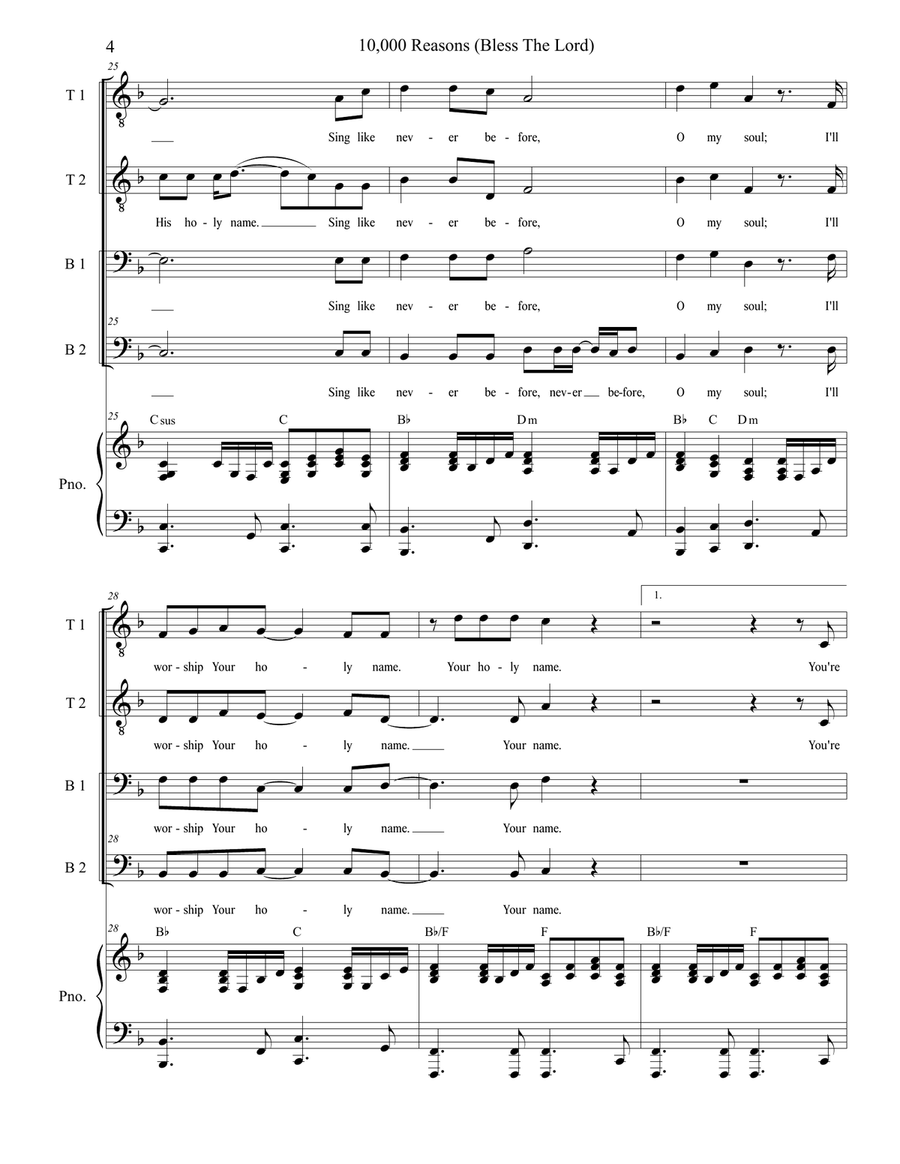 10,000 Reasons (Bless The Lord) TTBB scores gallery preview page 4