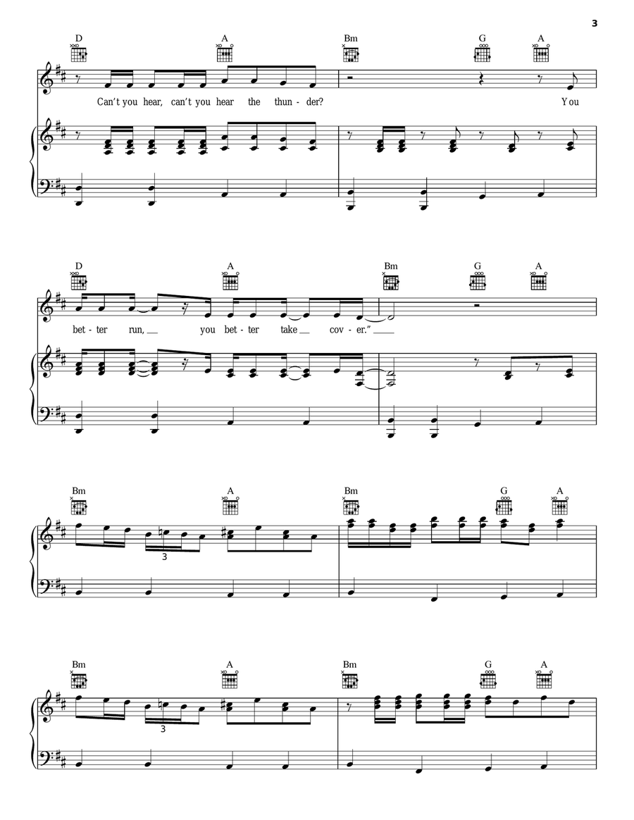 Down Under Down Under Piano, Vocal, Guitar scores gallery preview page 3
