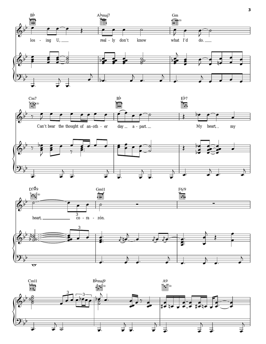 Te Amo Corazon Te Amo Corazon Piano, Vocal, Guitar scores gallery preview page 3