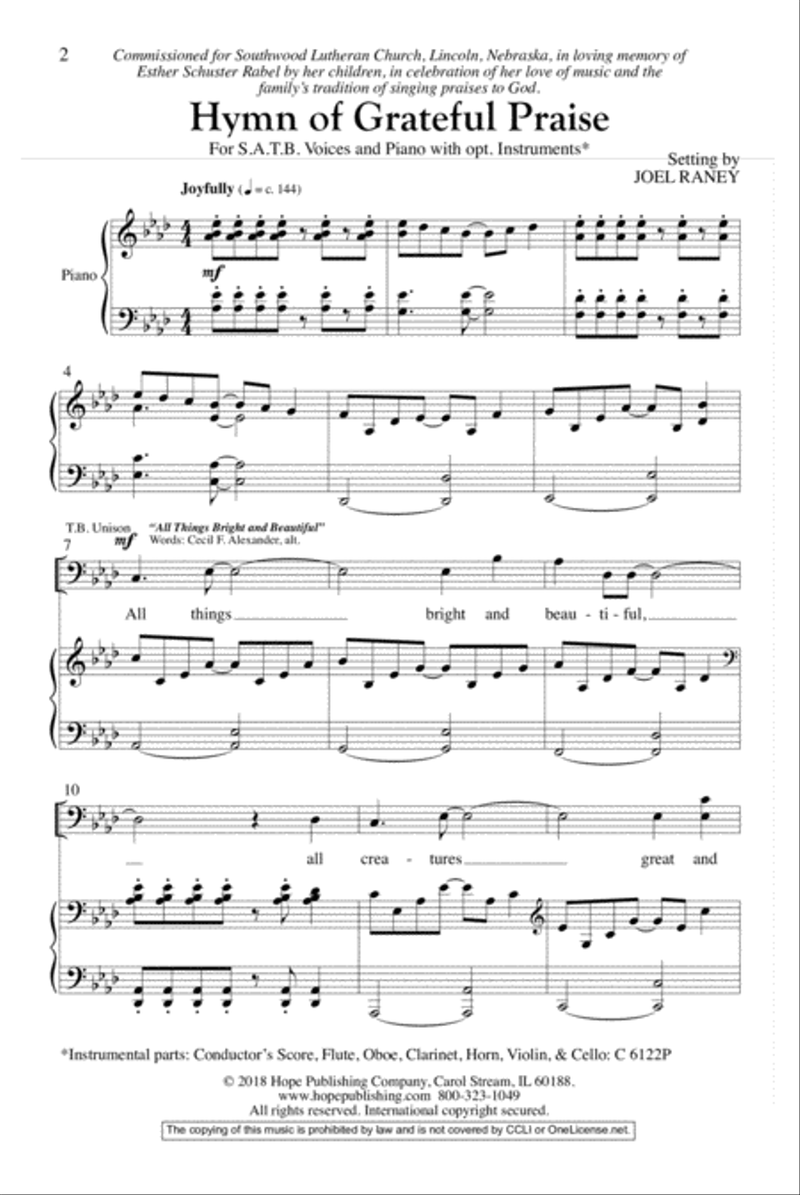 Hymn of Grateful Praise Hymn of Grateful Praise 4-Part scores gallery preview page 2
