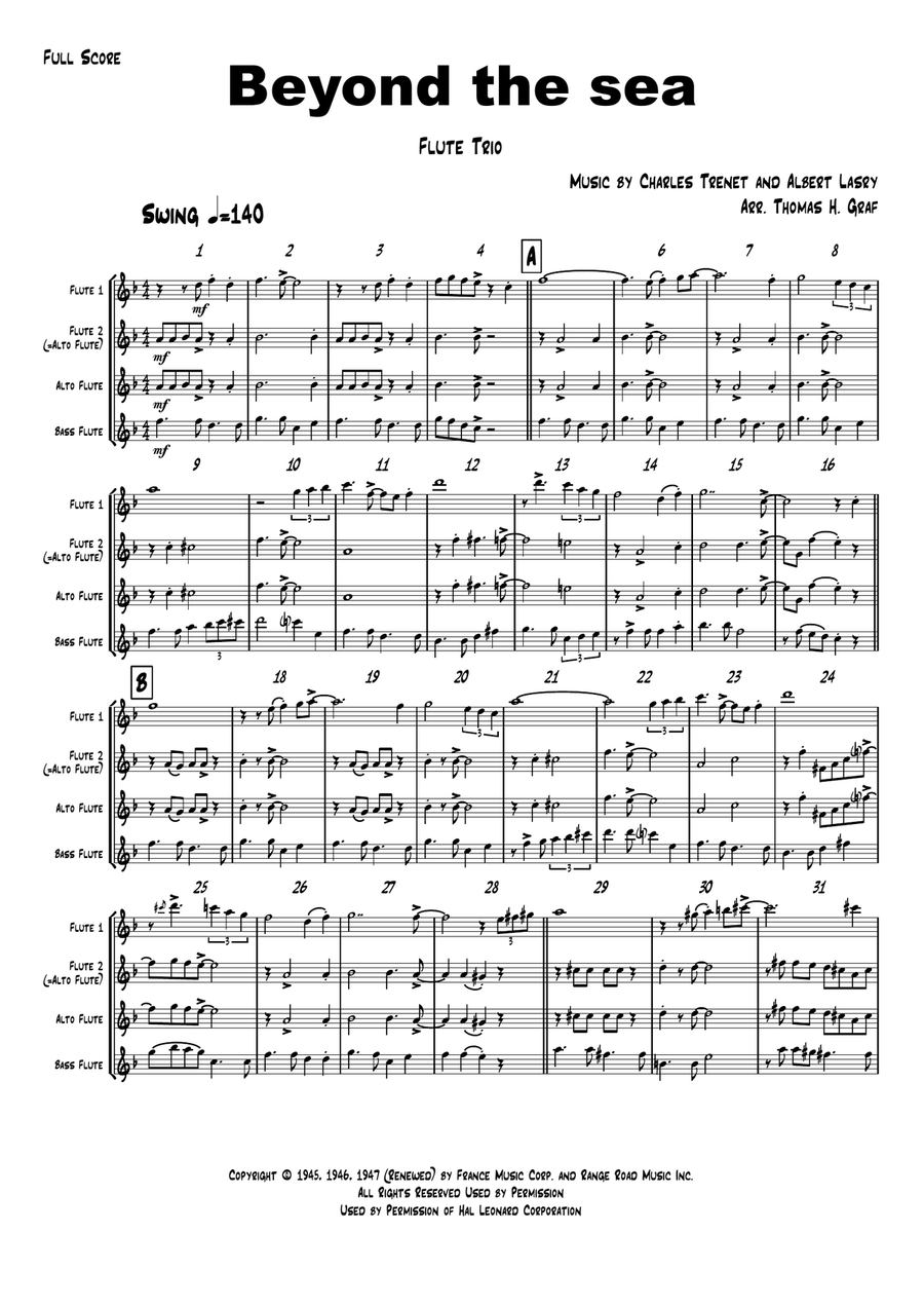 Beyond The Sea Woodwind Trio scores gallery preview page 1