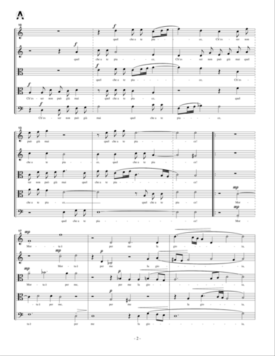 Resta di darmi noia (for string quintet) String Quintet scores gallery preview page 4