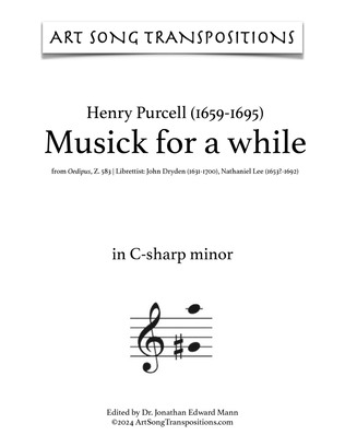 Book cover for PURCELL: Musick for a while (in 9 keys: C-sharp, C, B, B-flat, A, A-flat, G, F-sharp, and F minor)