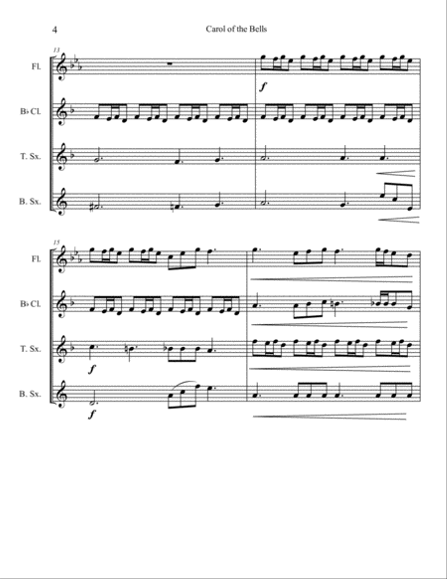 Carol of the Bells Small Ensemble scores gallery preview page 5