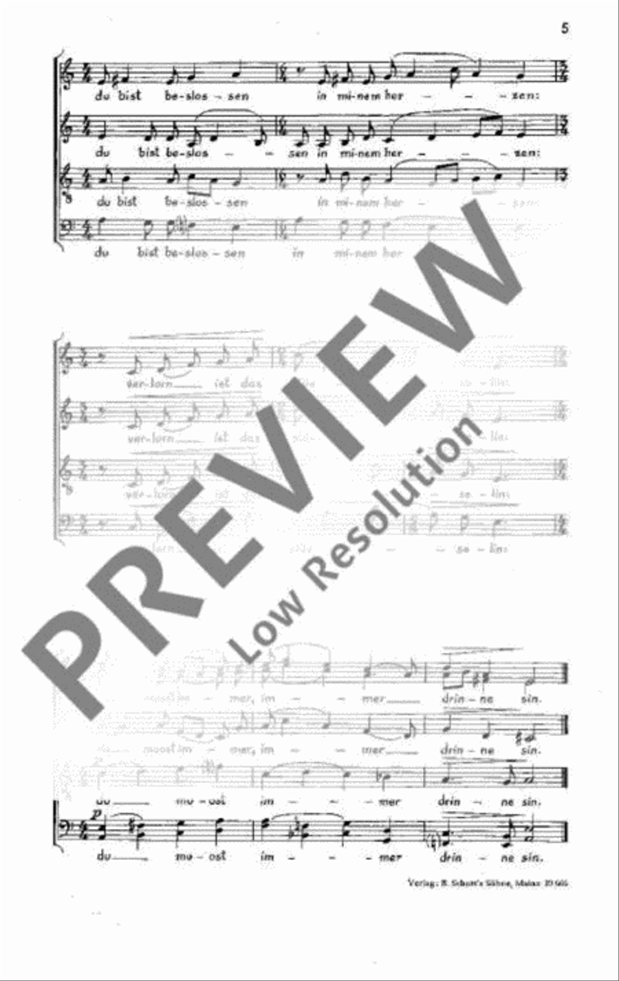 Fünf Chorlieder 4-Part scores gallery preview page 5