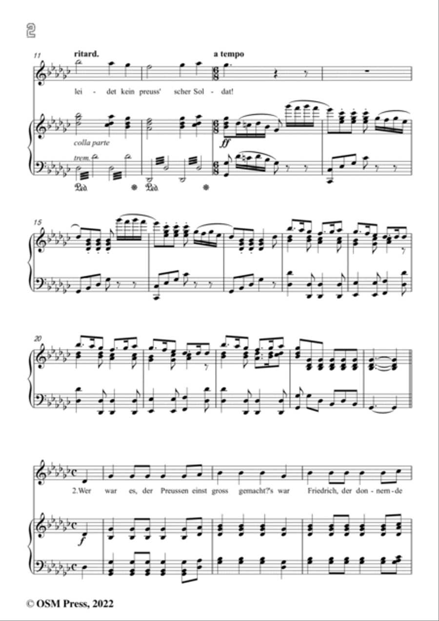 Loewe-Preussisches Hurrahlied,in G flat Major,for Voice and Piano Voice Solo scores gallery preview page 4