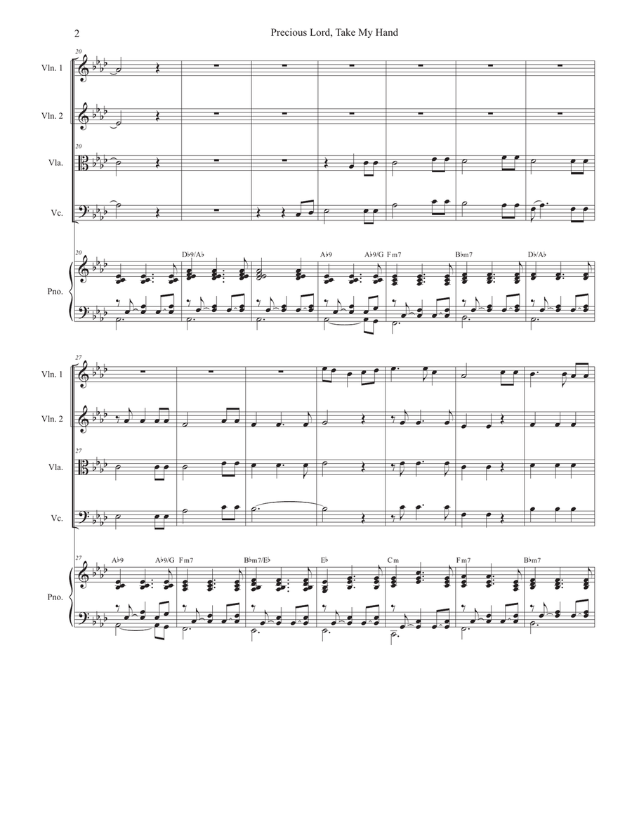Precious Lord, Take My Hand (String Quartet and Piano) Piano Quintet scores gallery preview page 3