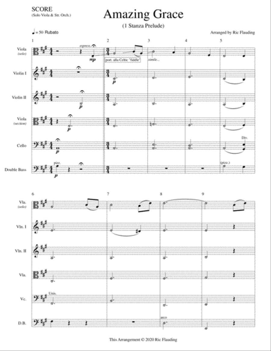 Amazing Grace (Viola & Strings) String Orchestra scores gallery preview page 2