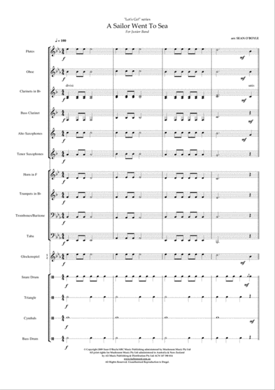 A Sailor Went To Sea - Score Concert Band scores gallery preview page 3