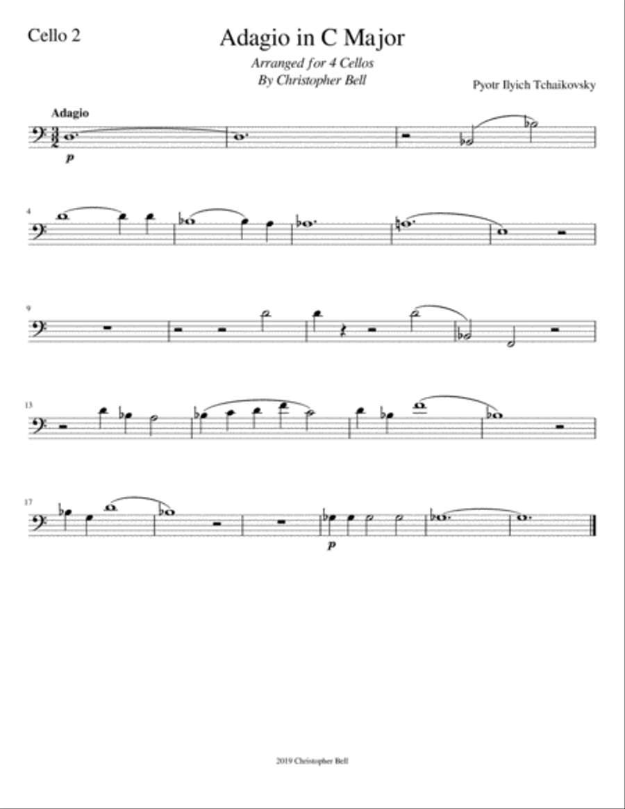 Tchaikovsky - Adagio in C Major - Cello Quartet String Quartet scores gallery preview page 3