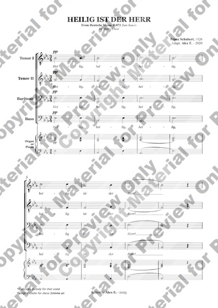 Heilig ist der Herr - For Men's Choir (Full Score TTBB with accompaniment) image number null