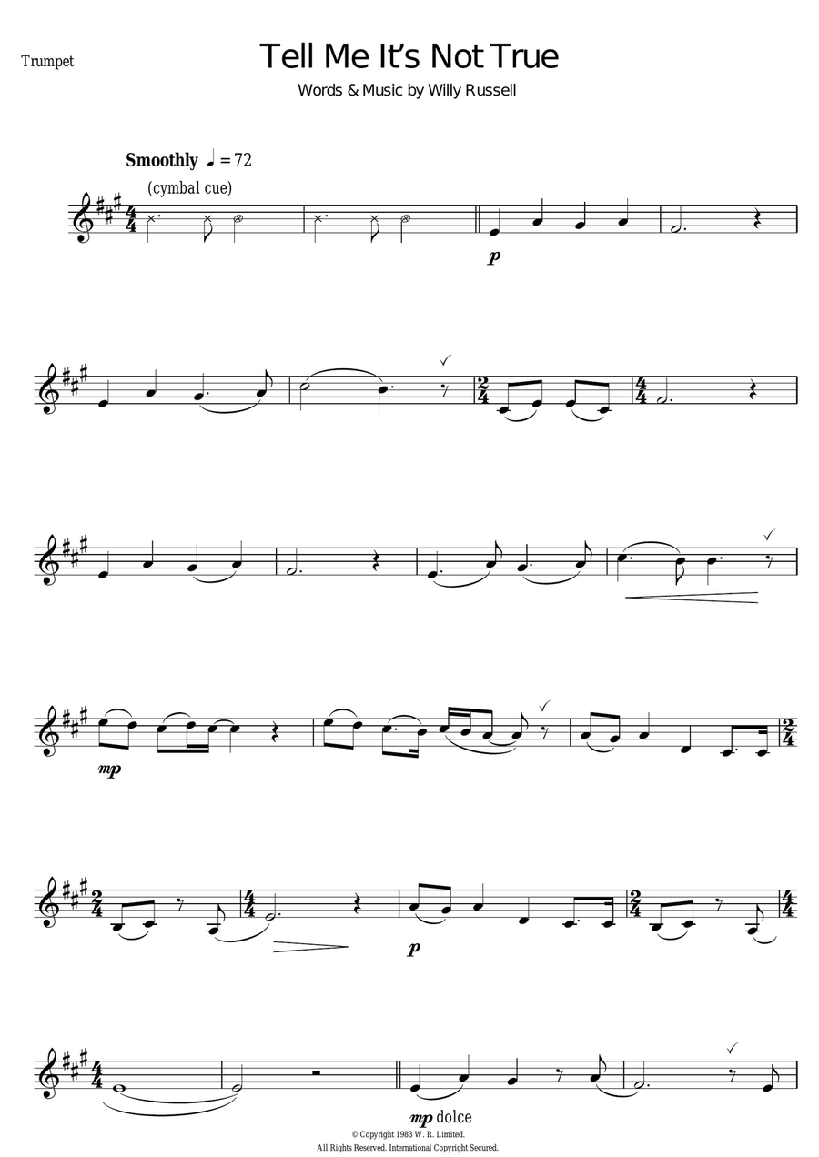Tell Me It's Not True (from Blood Brothers) Trumpet Solo scores gallery preview page 1