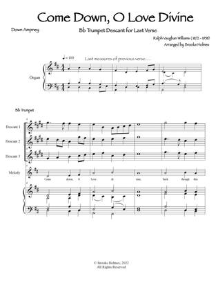 Come Down, O Love Divine (Down Ampney) 3 Trumpet Descants with Church Organ