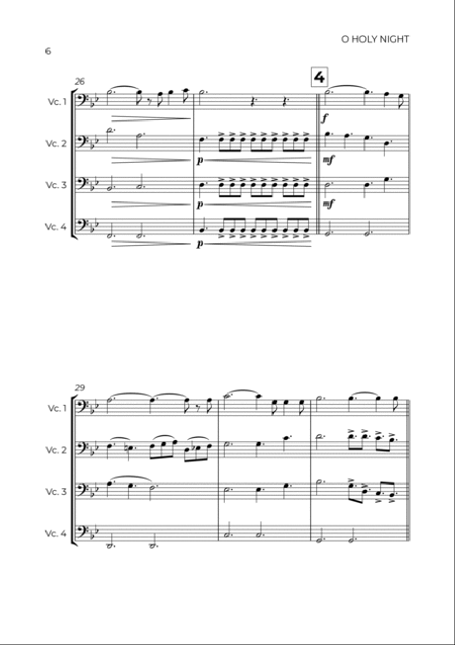 O Holy Night String Quartet scores gallery preview page 6