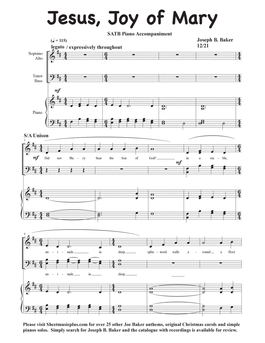 Jesus, Joy of Mary 4-Part scores gallery preview page 1