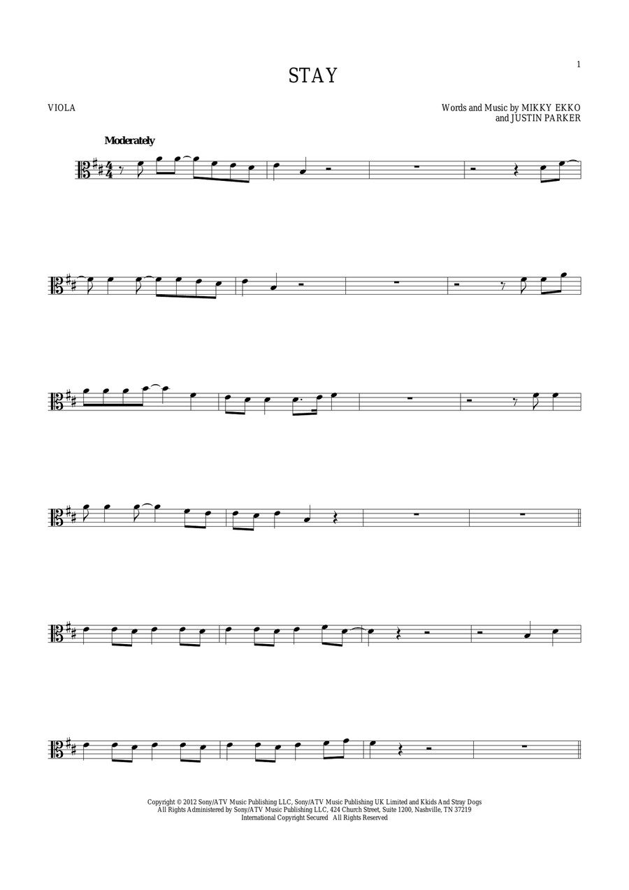 Stay Viola Solo scores gallery preview page 1