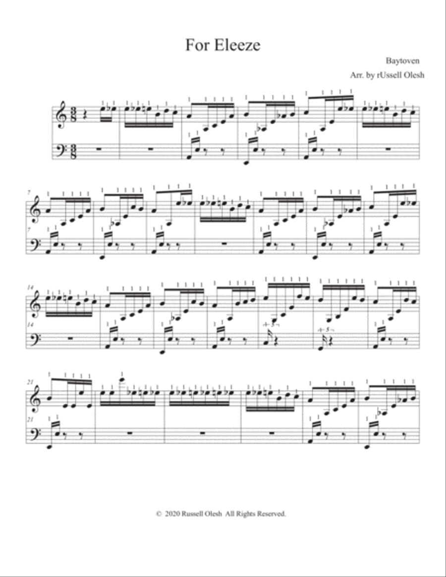 Fur Elise (For Eleeze) - A Parody Arrangement Piano Solo scores gallery preview page 3