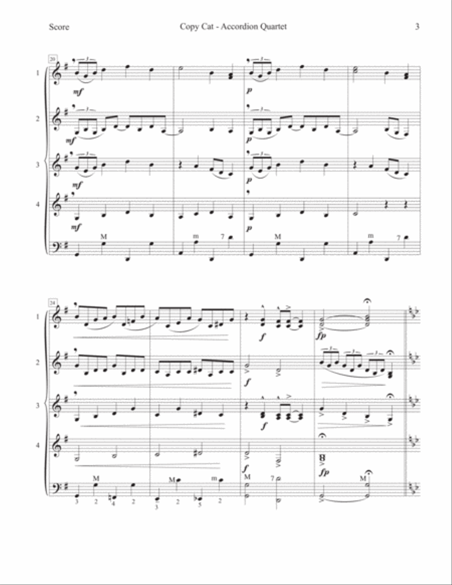 Copy Cat -- Accordion Quartet Small Ensemble scores gallery preview page 4