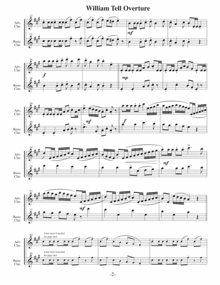 William Tell Overture (Arrangements Level 4 to 6+ for CLARINET + Written Acc) image number null