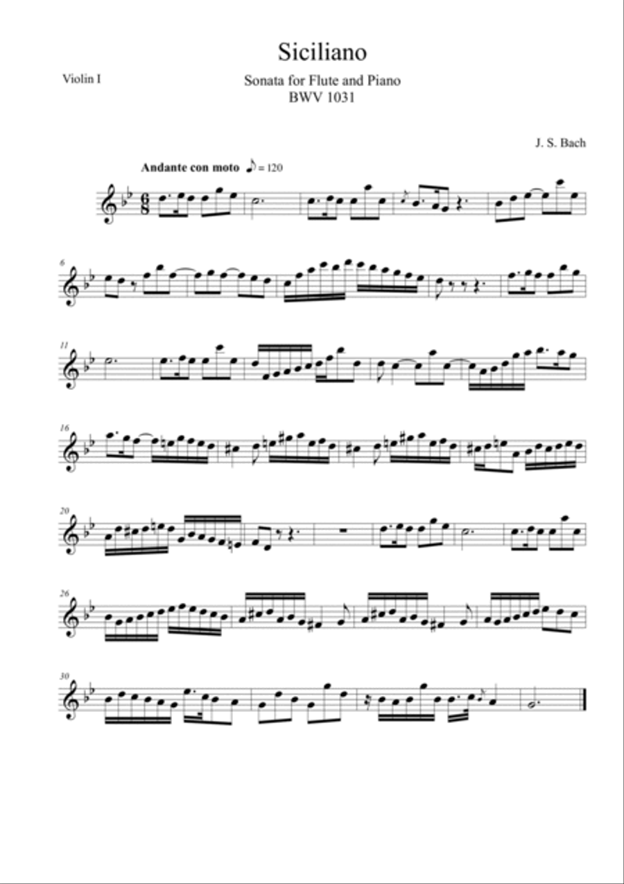 Flute Sonata BWV 1031 Siciliano Flute scores gallery preview page 5