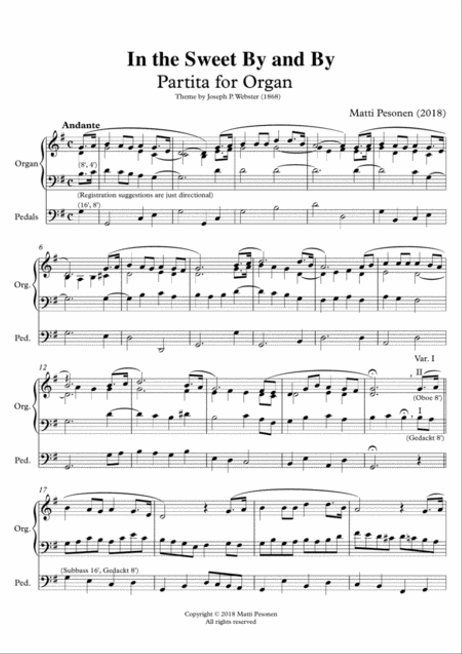 In the Sweet By and By - Partita for Organ Organ Solo scores gallery preview page 3