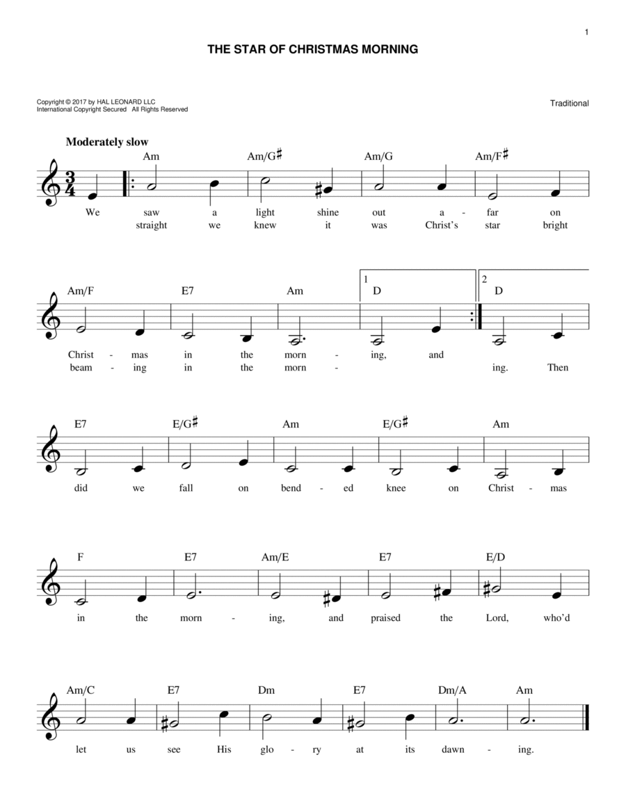 The Star Of Christmas Morning Piano scores gallery preview page 1