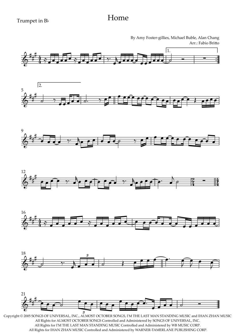 Home B-Flat Trumpet scores gallery preview page 1