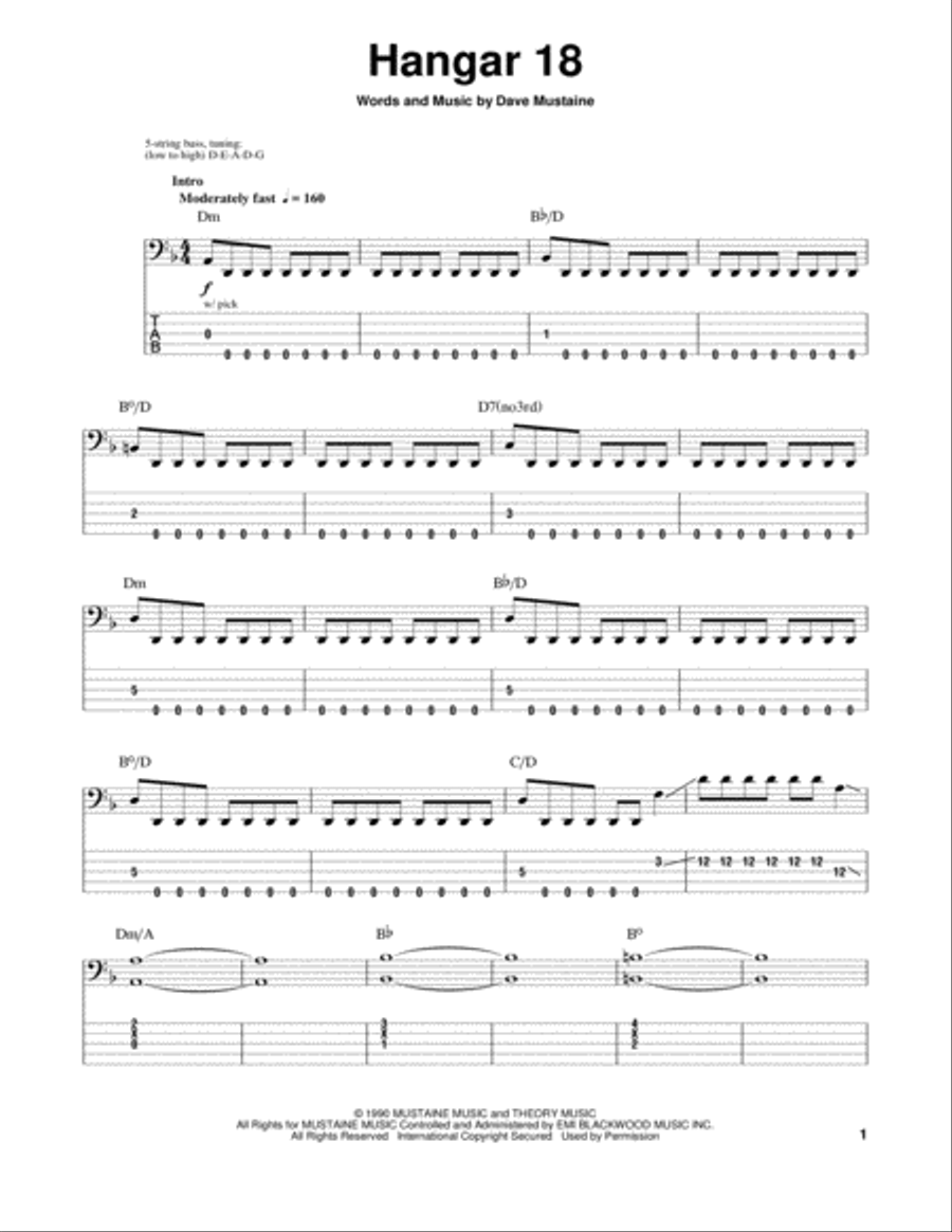 Hangar 18 Hangar 18 Guitar Tablature scores gallery preview page 1