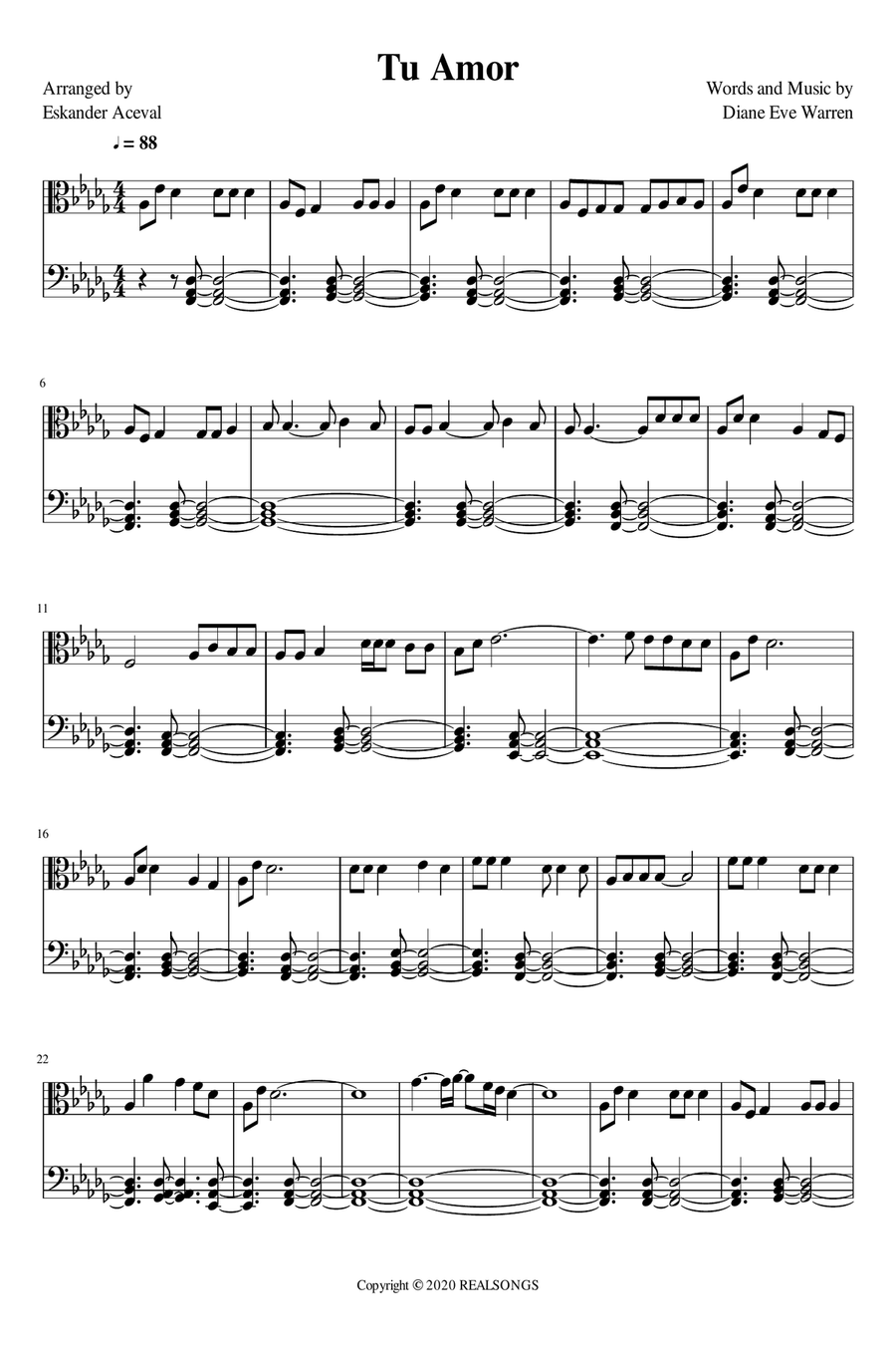 Tu Amor Piano Solo scores gallery preview page 1