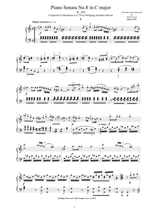 Book cover for Mozart - Piano Sonata No.8 in A minor K 310 - Complete score