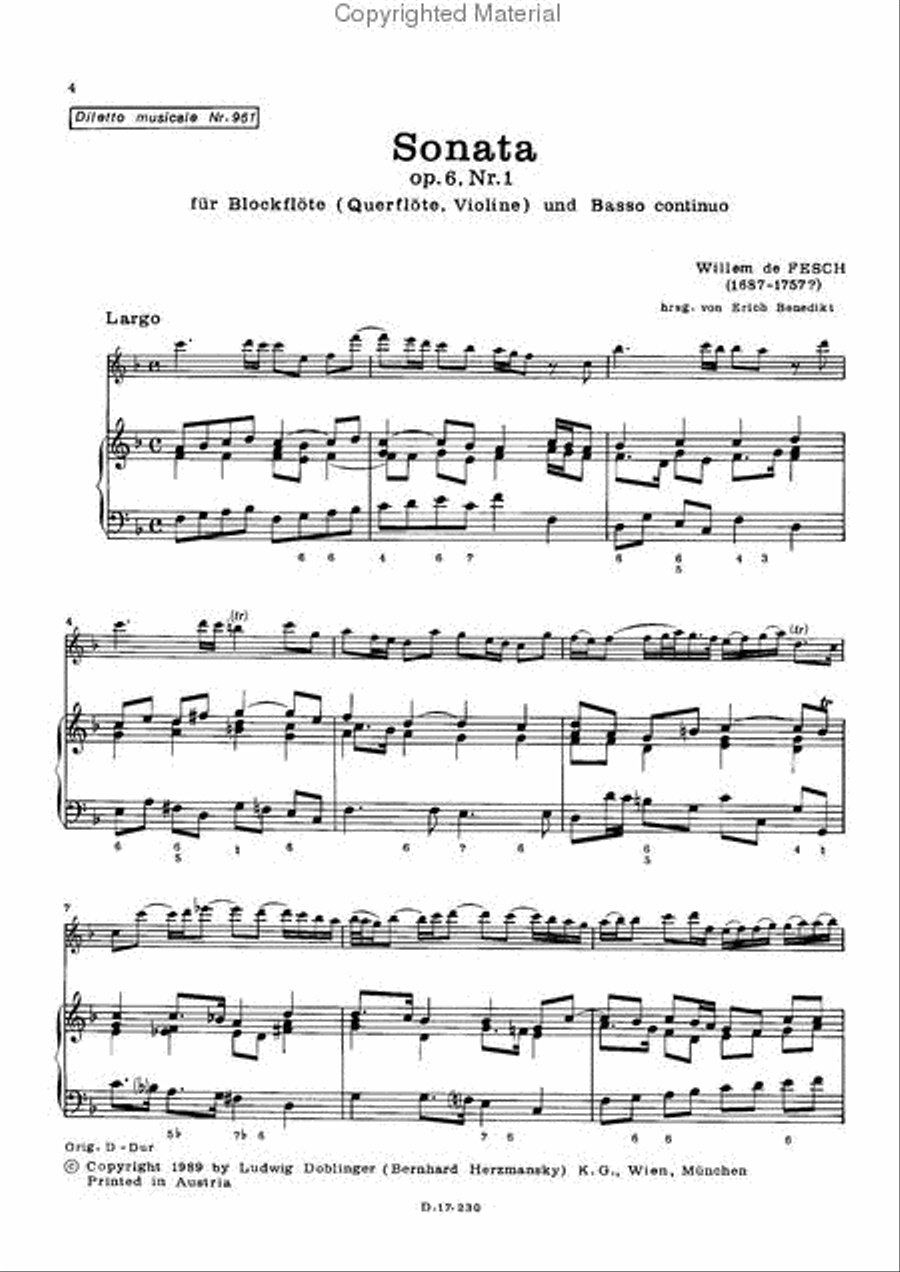 6 Sonaten op. 6 / 1 F-Dur Flute scores gallery preview page 2
