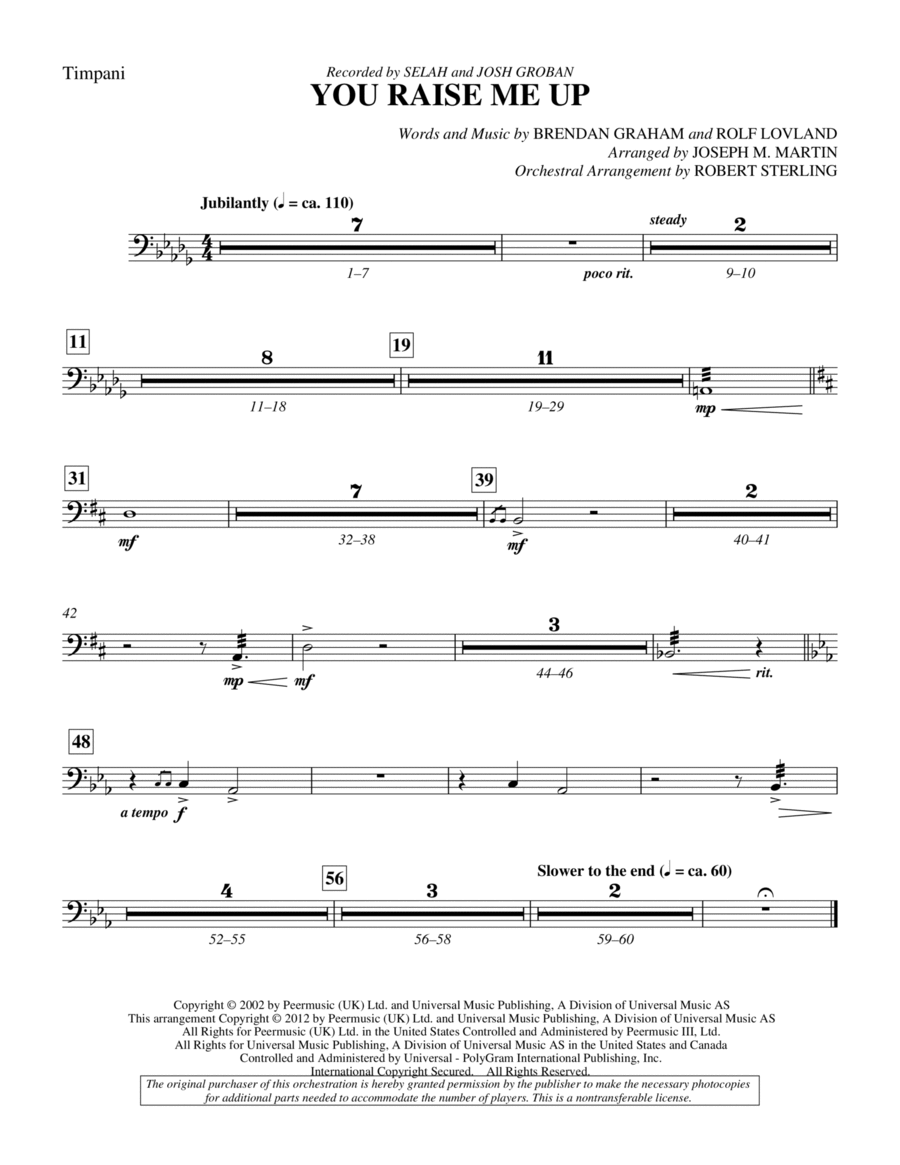 You Raise Me Up - Timpani